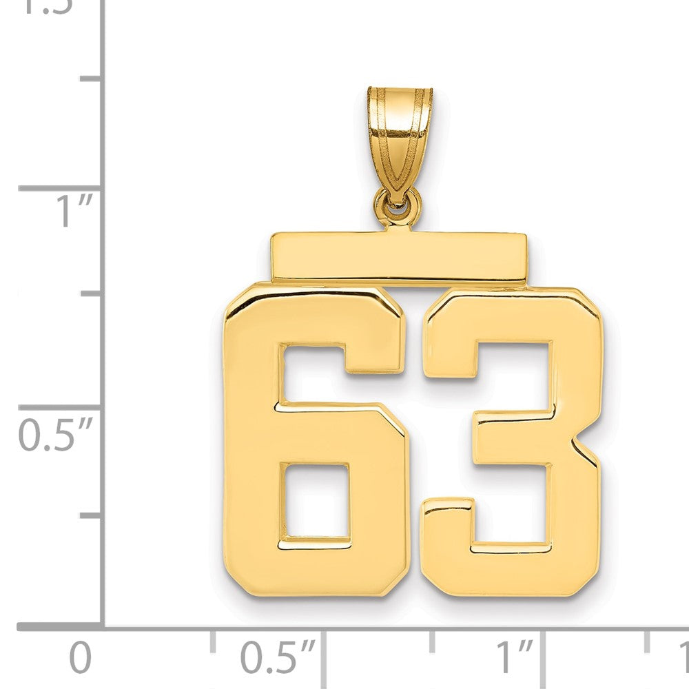 10k Large Polished Number 63 Charm