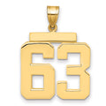 10k Large Polished Number 63 Charm