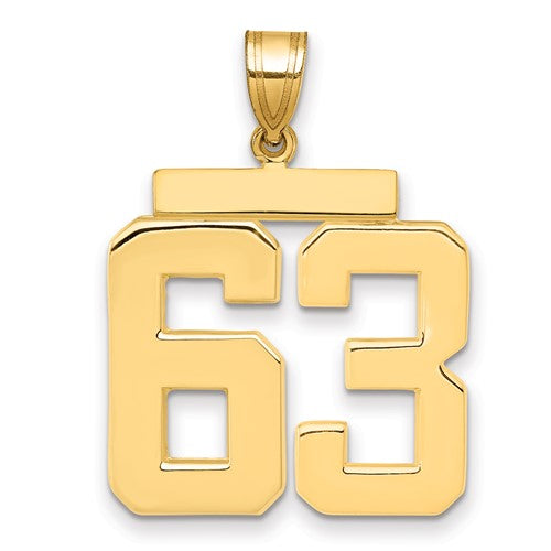 10k Large Polished Number 63 Charm
