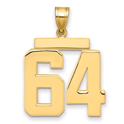 10k Large Polished Number 64 Charm