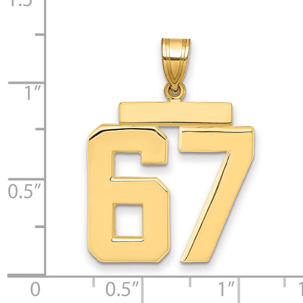 10k Large Polished Number 67 Charm