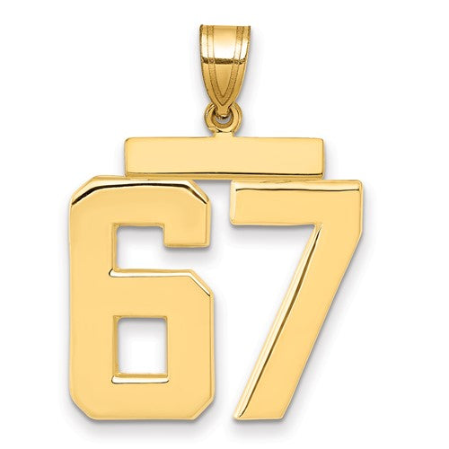 10k Large Polished Number 67 Charm