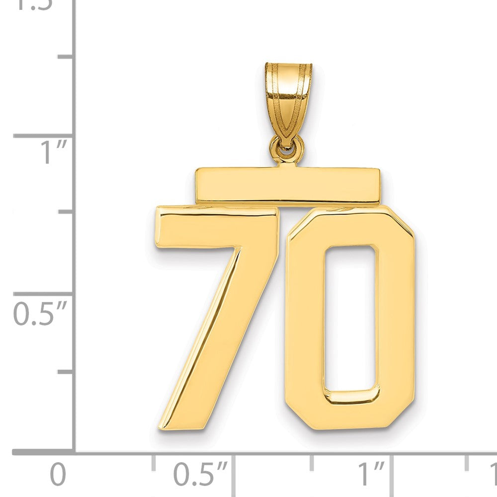10k Large Polished Number 70 Charm