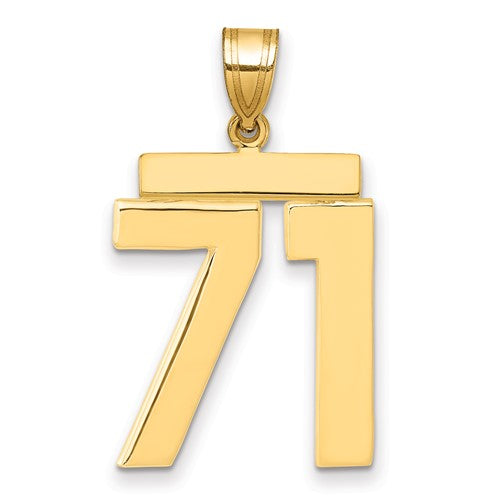 10k Large Polished Number 71 Charm