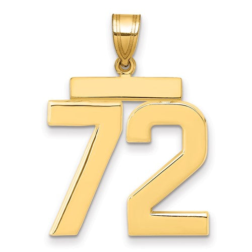 10k Large Polished Number 72 Charm