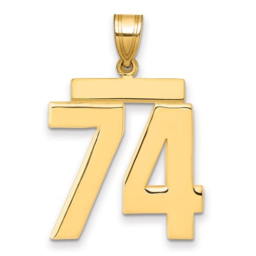 10k Large Polished Number 74 Charm