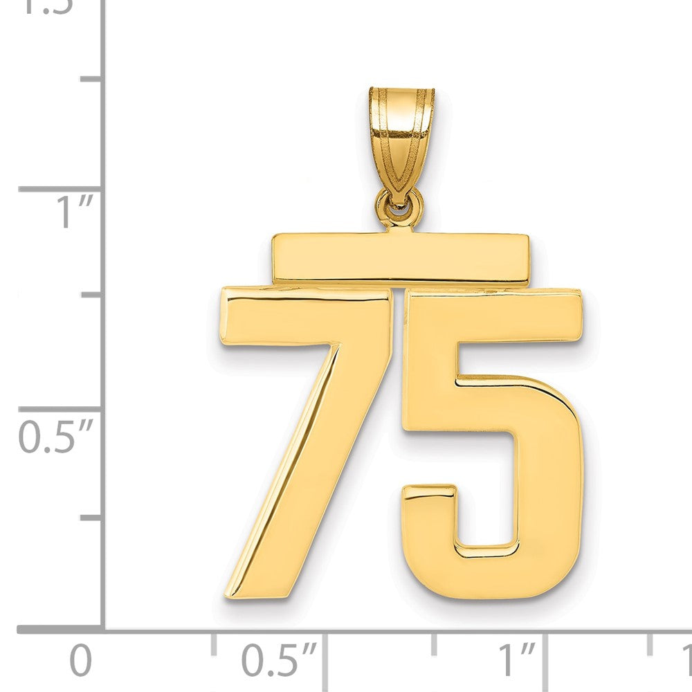 10k Large Polished Number 75 Charm