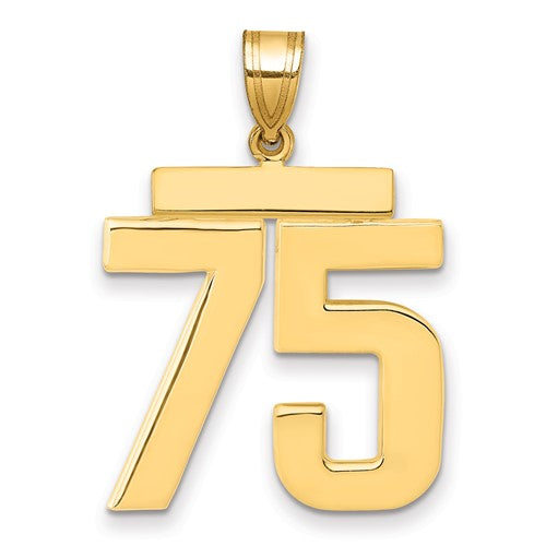 10k Large Polished Number 75 Charm