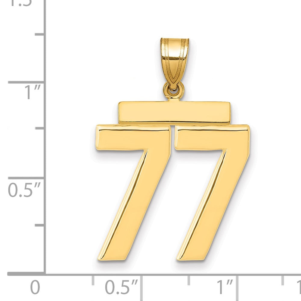 10k Large Polished Number 77 Charm