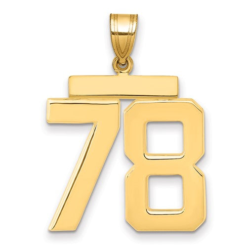 10k Large Polished Number 78 Charm