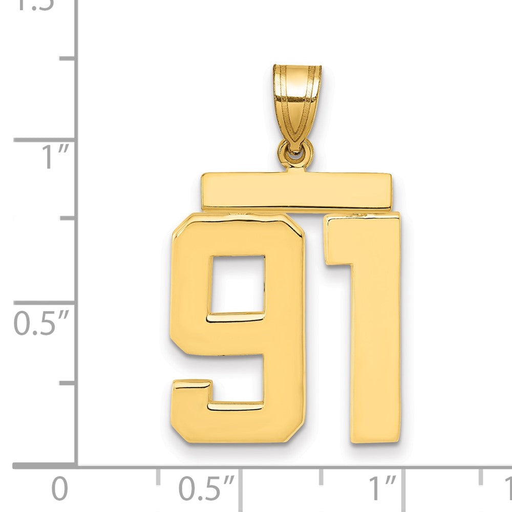 10k Large Polished Number 91 Charm