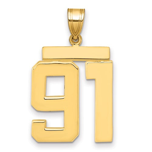 10k Large Polished Number 91 Charm