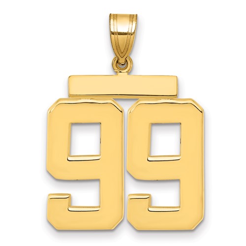 14k Large Polished Number 99 Charm