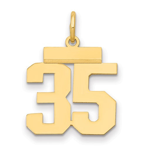 14k Small Polished Number 35 Charm