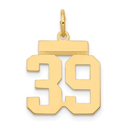 14k Small Polished Number 39 Charm