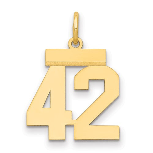 14k Small Polished Number 42 Charm