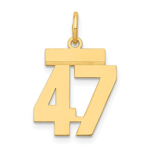 14k Small Polished Number 47 Charm