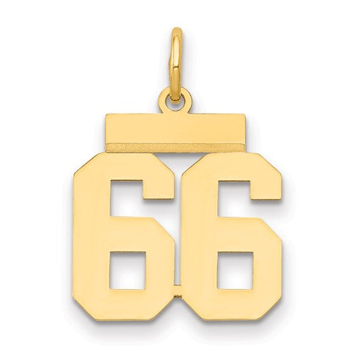 14k Small Polished Number 66 Charm