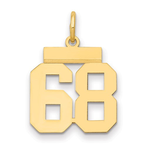14k Small Polished Number 68 Charm
