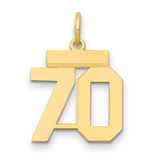 14k Small Polished Number 70 Charm