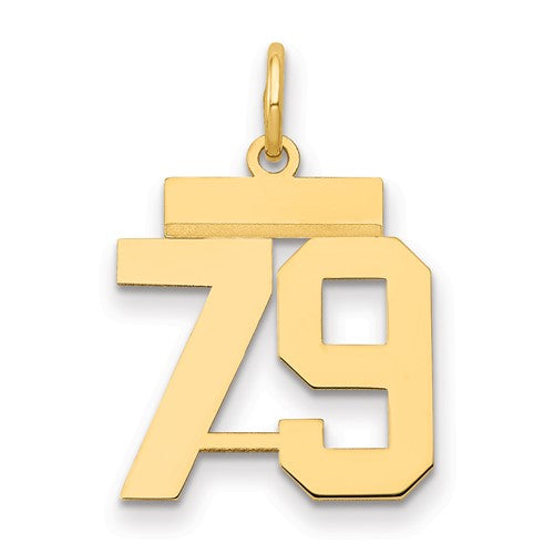 14k Small Polished Number 79 Charm