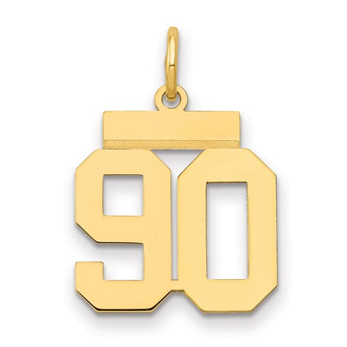 14k Small Polished Number 90 Charm