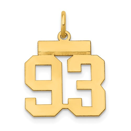 14k Small Polished Number 93 Charm