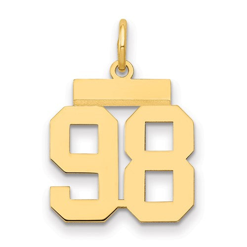 14k Small Polished Number 98 Charm