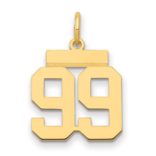 14k Small Polished Number 99 Charm
