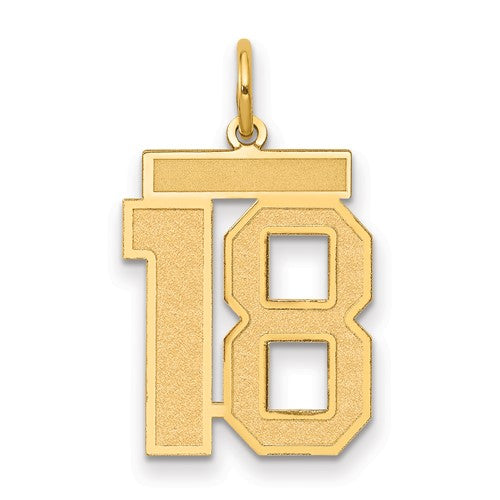 14k Medium Satin Number 18 Charm