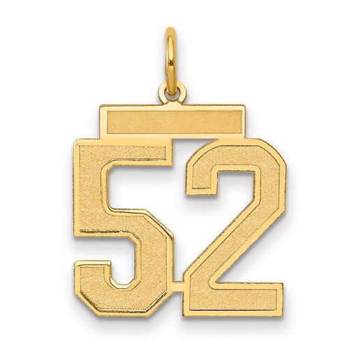 14k Medium Satin Number 52 Charm