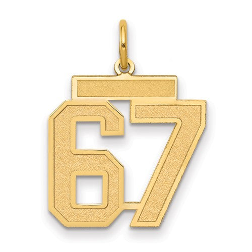 14k Medium Satin Number 67 Charm