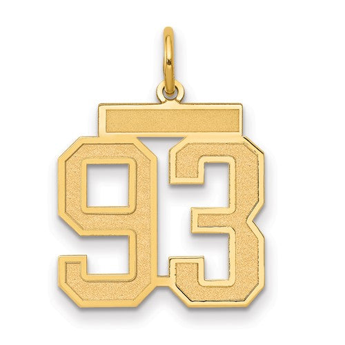 14k Medium Satin Number 93 Charm