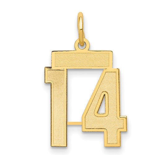10k Small Satin Number 14 Charm