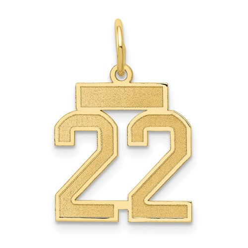 10k Small Satin Number 22 Charm