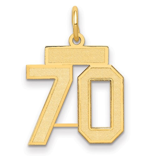 14k Small Satin Number 70 Charm