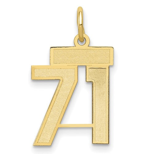 14k Small Satin Number 71 Charm