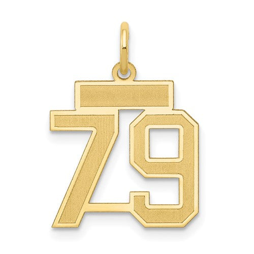 14k Small Satin Number 79 Charm