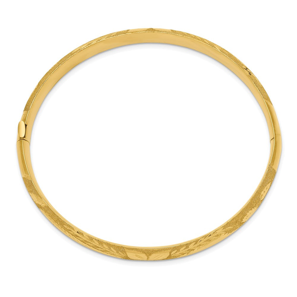 14k 5/16 Oversized Laser Cut Hinged Bangle Bracelet