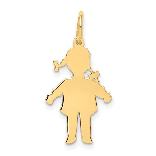 14k Plain Polished Small Girl Charm