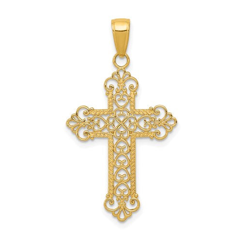 14k Fleur De Lis Cross Charm
