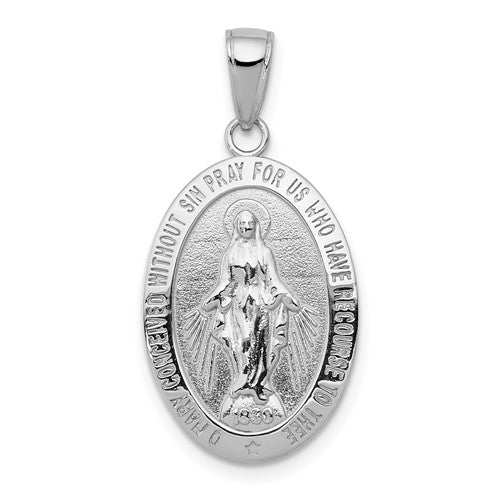 14k White Gold Miraculous Medal Pendant