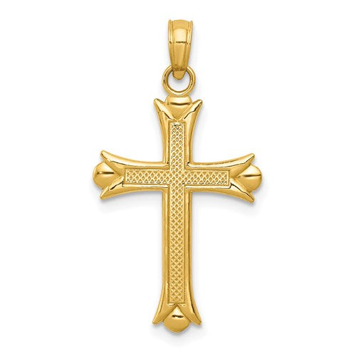 14k Fleur De Lis Cross Pendant