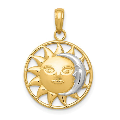 14k and Rhodium Sun and Moon Charm
