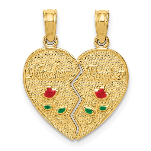 14k Enameled MOTHER - DAUGHTER Break-apart Pendant