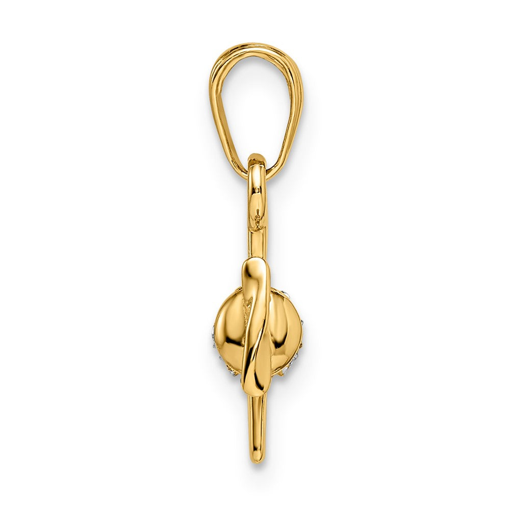 14k w/ White Rhodium 3D Diamond-cut Airplane Pendant