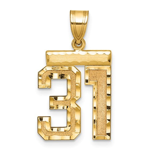 14k Medium Diamond-cut Number 31 Charm