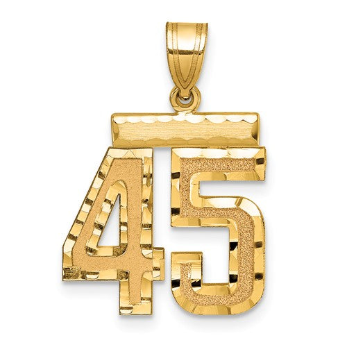 14k Medium Diamond-cut Number 45 Charm