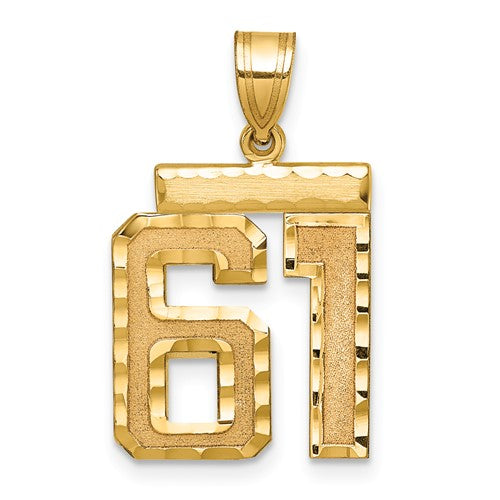 14k Medium Diamond-cut Number 61 Charm