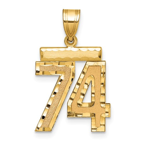 14k Medium Diamond-cut Number 74 Charm